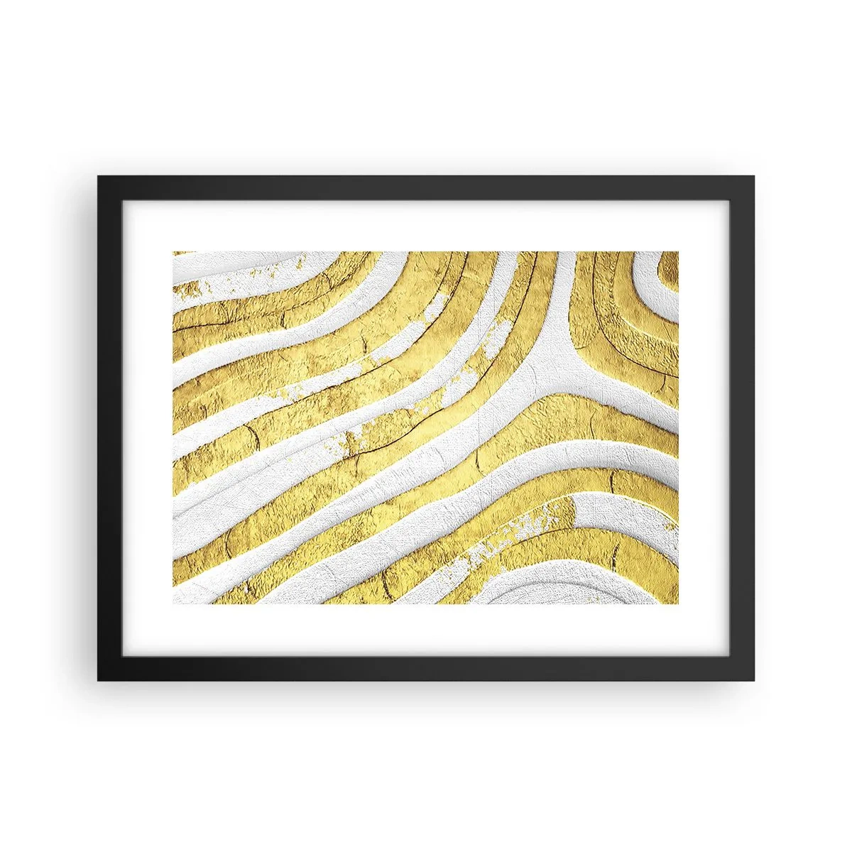 Poster in cornice nera - Composizione in bianco e oro - 40x30 cm