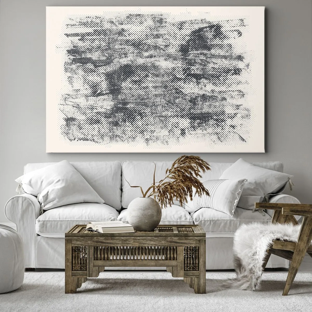 Quadro su tela - Stampe su Tela - Composizione astratta nebbiosa in tonalità di grigio - 120x80cm - Composizione nebbiosa - Decorazione murale moderna per soggiorno e camera da letto ARTTOR