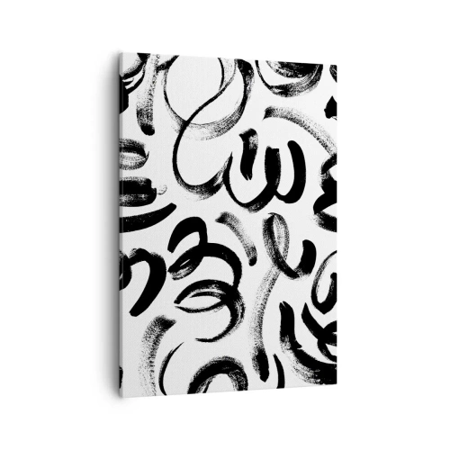 Quadro su tela - Stampe su Tela - Pennellate astratte nere su sfondo bianco - 50x70cm - Nero su bianco - Decorazione murale moderna per soggiorno e camera da letto ARTTOR