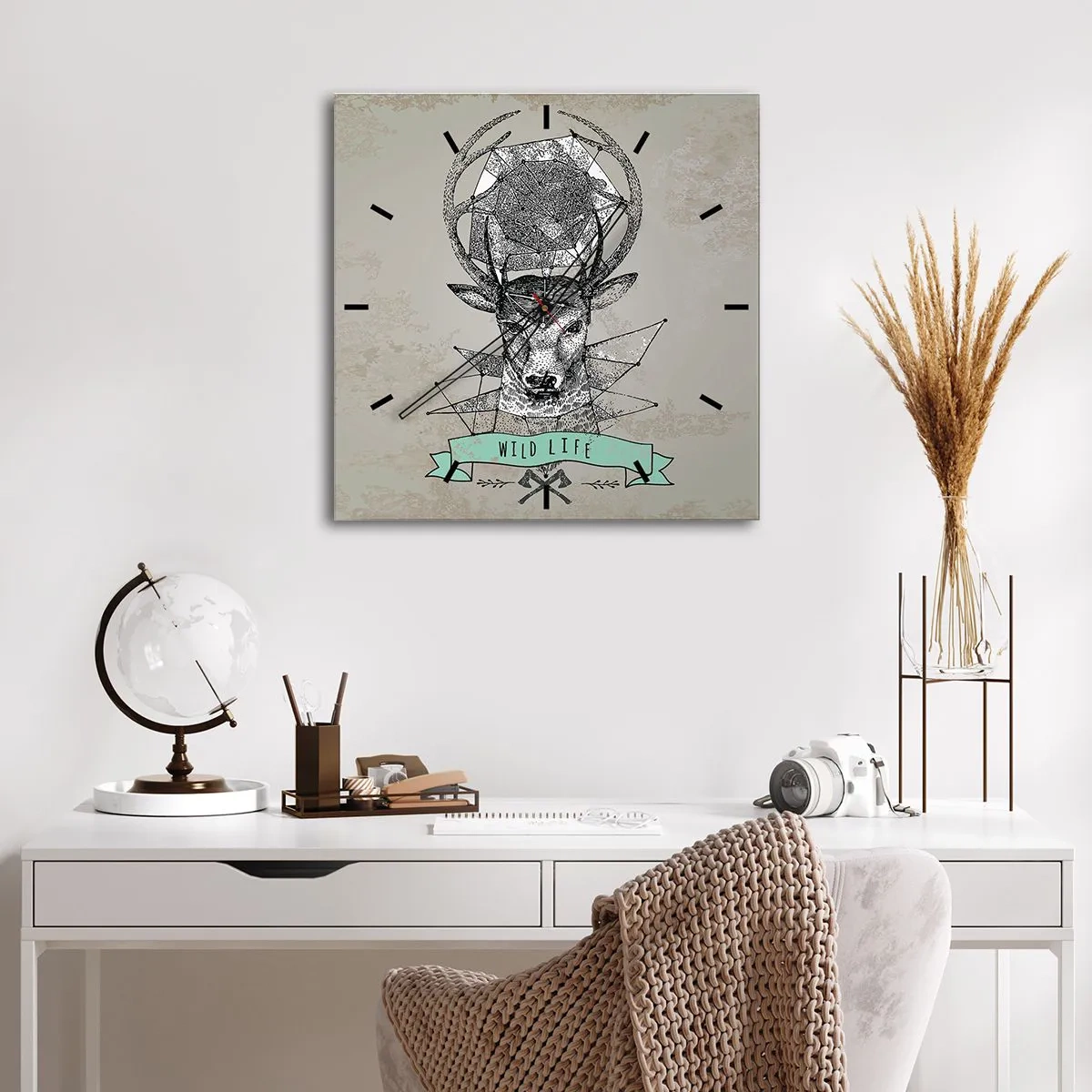 Orologio da parete - Orologio in Vetro - La visione di Sant'Uberto - 30x30 cm