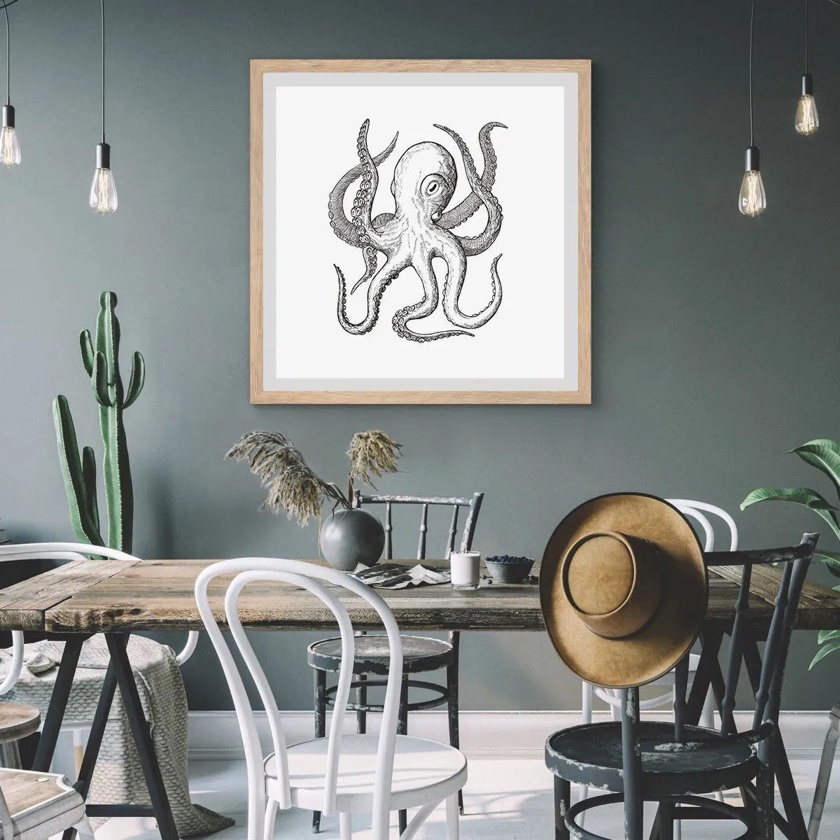 Poster in cornice rovere chiaro - Ballando con le onde - 30x30 cm