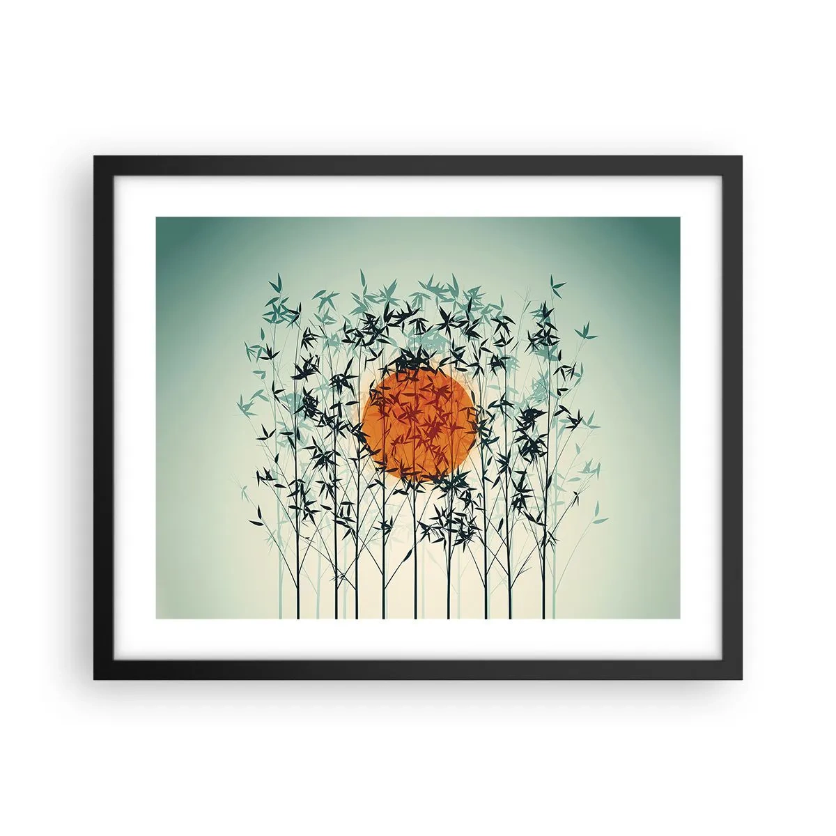 Poster in cornice nera - Sole giapponese - 50x40 cm