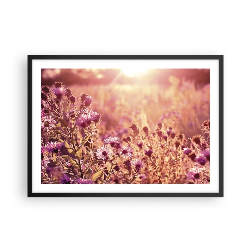 Poster in cornice nera - Prato alla luce del sole al tramonto - 70x50cm - Prima della fine dell'estate - Decorazione murale moderna per soggiorno e camera da letto ARTTOR