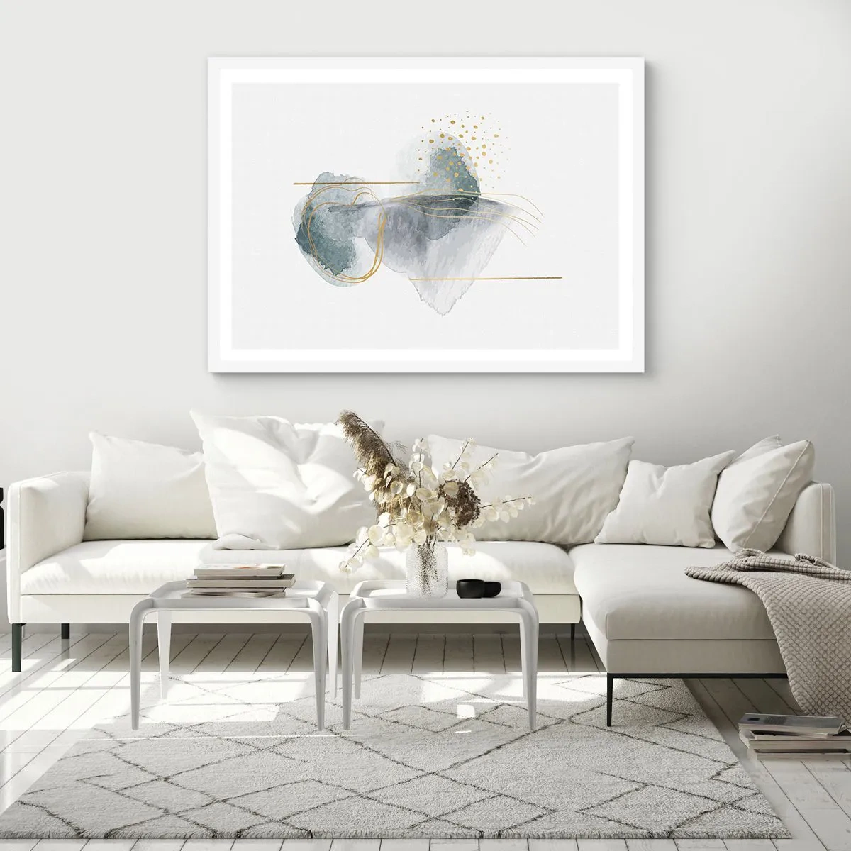 Poster in cornice bianca - Sui legami del grigio e dell'oro - 40x30 cm