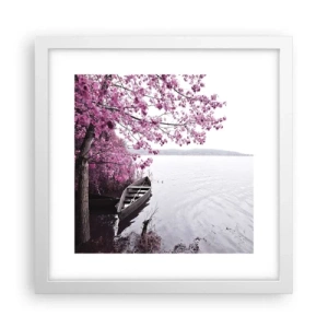 Poster in cornice bianca - Nel silenzio rosa - 30x30 cm