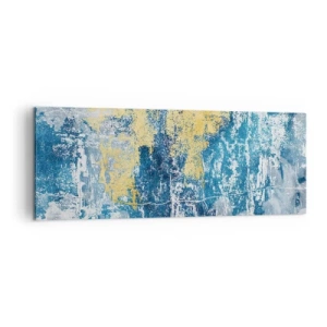 Quadro su tela - Stampe su Tela - Astrazione nei toni del blu e del giallo - 140x50cm - Astrazione piena di ottimismo - Decorazione murale moderna per soggiorno e camera da letto ARTTOR