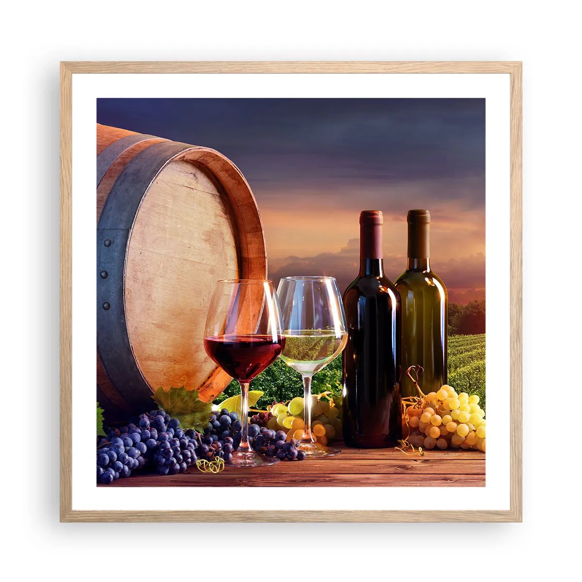 Poster in cornice rovere chiaro - Qui la vita ha gusto - 60x60 cm