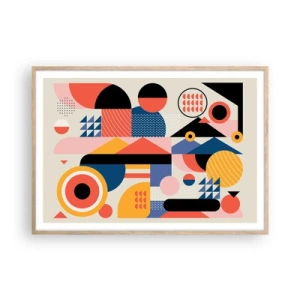 Poster in cornice rovere chiaro - Composizione: divertiti - 100x70 cm