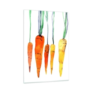 Quadro su vetro - Carote acquerellate in diverse tonalità su sfondo bianco - 80x120cm - La bellezza della semplicità - Decorazione murale moderna per soggiorno e camera da letto ARTTOR