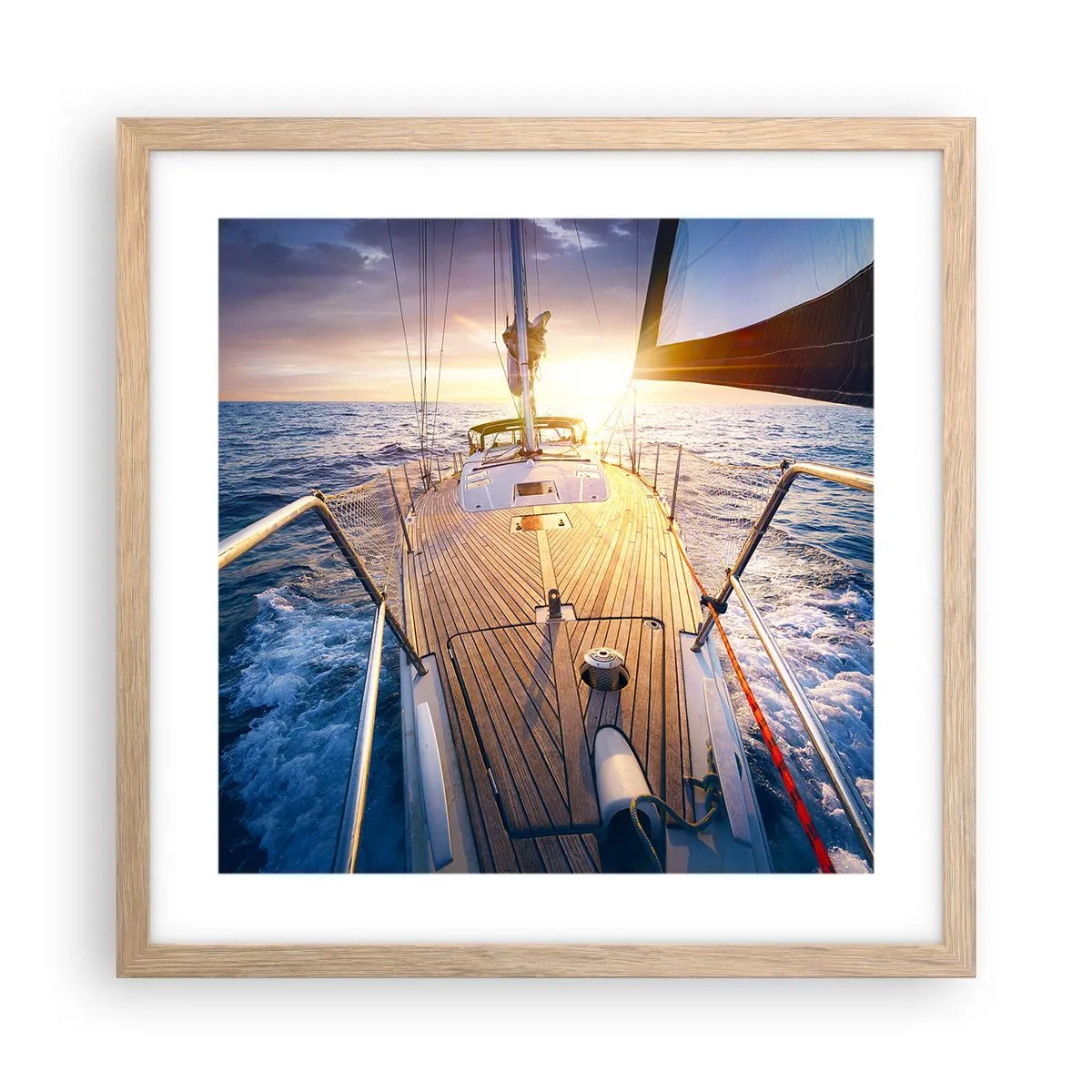 Poster in cornice rovere chiaro - Correndo sulle onde - 40x40 cm