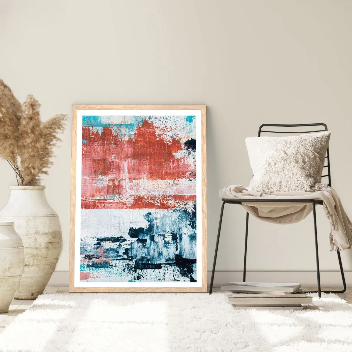 Poster in cornice rovere chiaro - Astratto in due metà - 50x70 cm