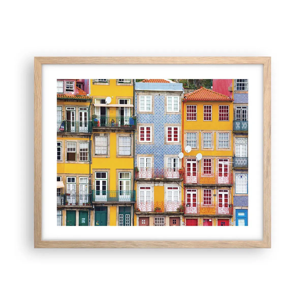 Poster in cornice rovere chiaro - I colori della città vecchia - 50x40 cm