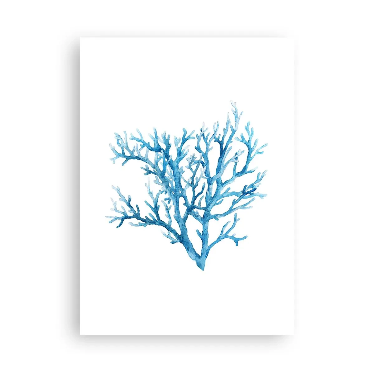 Poster - Corallo blu in stile acquerello su sfondo bianco - 50x70cm - Filigrana marina - Decorazione murale moderna per soggiorno e camera da letto ARTTOR