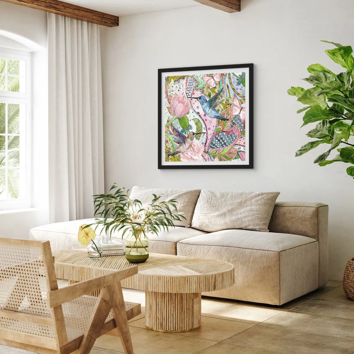 Poster in cornice nera - Intrecciate nei rami - 50x50 cm