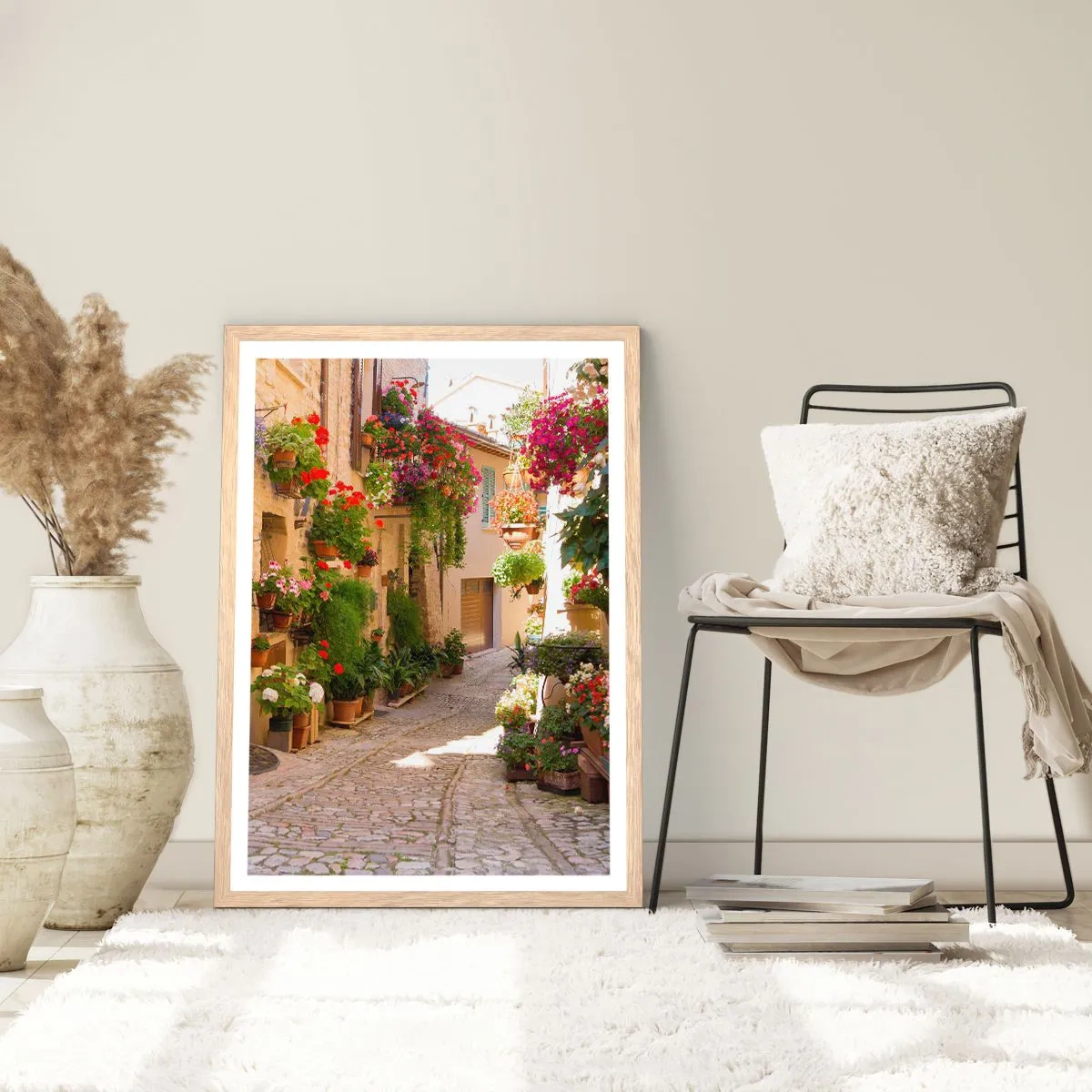 Poster in cornice rovere chiaro - Un'esplosione di fiori - 50x70 cm