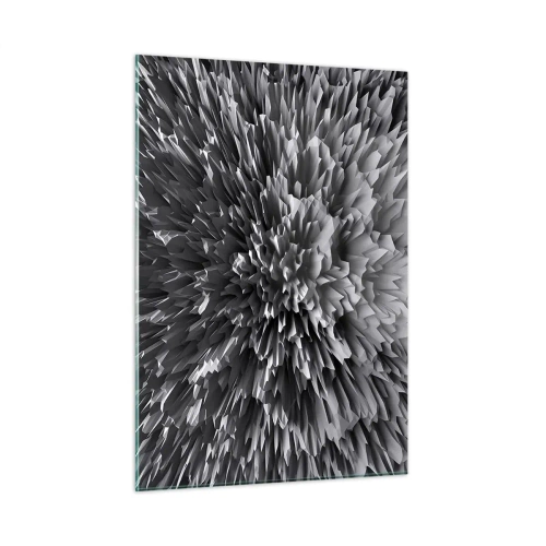 Quadro su vetro - Struttura 3D astratta in bianco e nero con bordi netti - 50x70cm - Spigolosità massima - Decorazione murale moderna per soggiorno e camera da letto ARTTOR