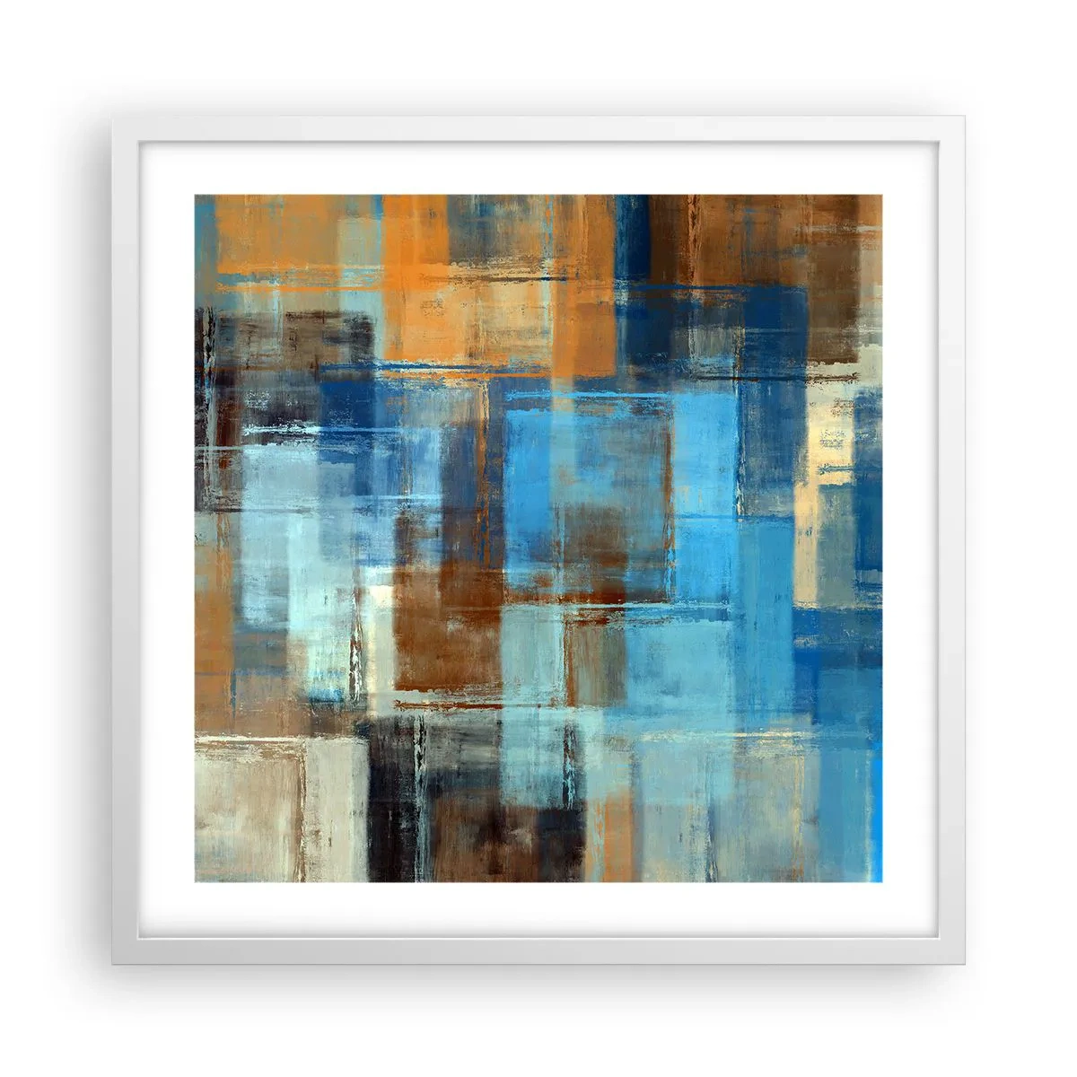 Poster in cornice bianca - Attraverso la tenda blu - 50x50 cm