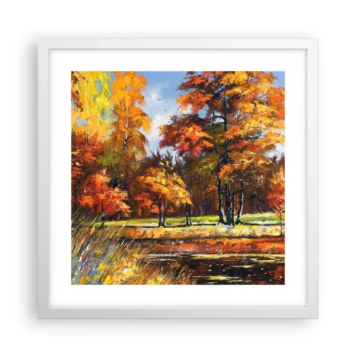 Poster in cornice bianca - Paesaggio in oro e marrone - 40x40 cm