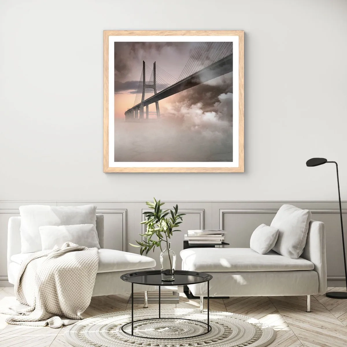 Poster in cornice rovere chiaro - Sul fiume che non c'è - 40x40 cm