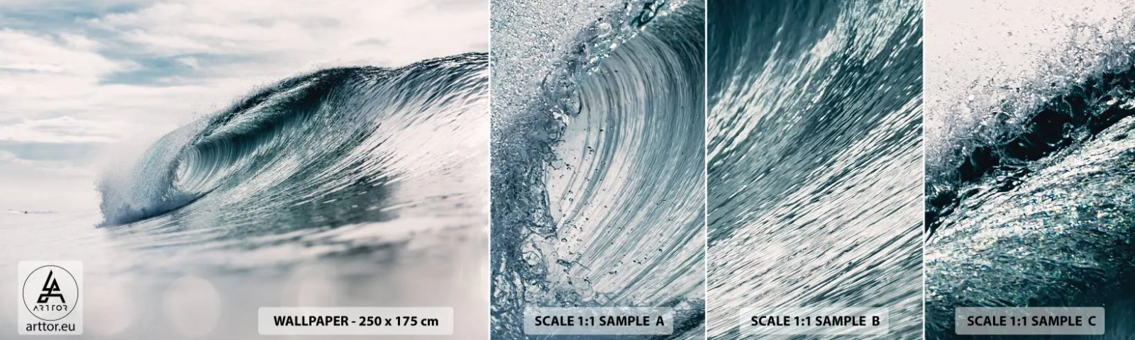 Campione di Fotomurale Adesivo Deluxe Sticker - Cima d'acqua - Onda Marina, Mare, Oceano - 100x30 cm