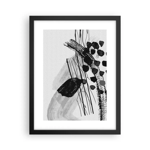 Poster in cornice nera - Astrazione organica in bianco e nero - 30x40 cm