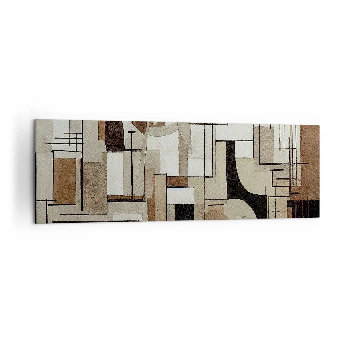 Quadro su tela - Stampe su Tela - Astrazione architettonica in beige e marrone - 160x50cm - Paesaggio urbano 2.0 - Decorazione murale moderna per soggiorno e camera da letto ARTTOR