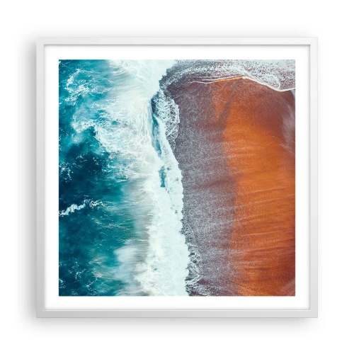 Poster in cornice bianca - Il tocco dell'oceano - 60x60 cm