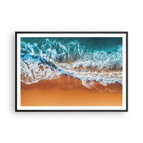 Poster in cornice nera - Vista aerea delle onde dell'oceano che si infrangono sulla riva - 100x70cm - Sempre in coppia - Decorazione murale moderna per soggiorno e camera da letto ARTTOR