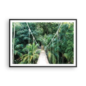Poster in cornice nera - Un ponte sospeso in una giungla tropicale piena di verde - 100x70cm - Welcome to the jungle! - Decorazione murale moderna per soggiorno e camera da letto ARTTOR