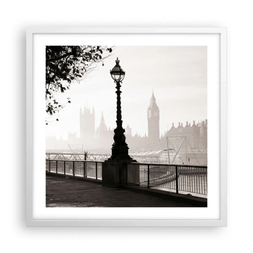 Poster in cornice bianca - Un mattino a Londra - 50x50 cm