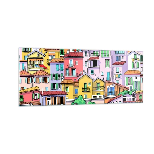 Quadro su vetro - Città allegra - 100x40 cm