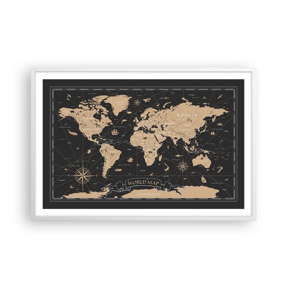 Poster in cornice bianca - I confini del mio mondo - 91x61 cm