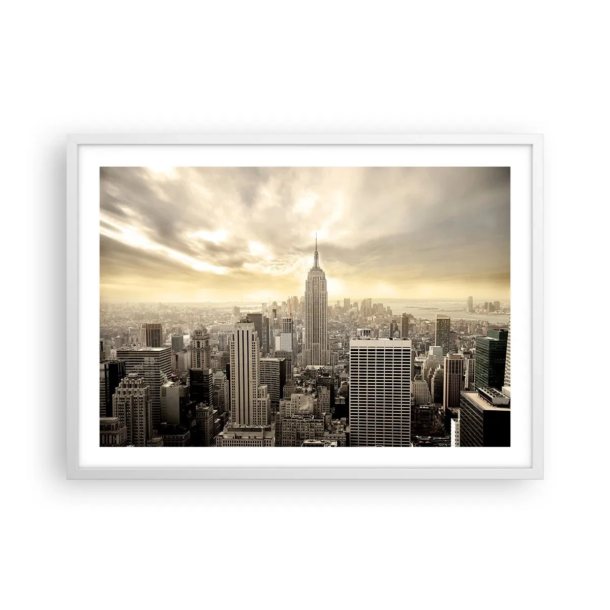 Poster in cornice bianca - New York in grigio - 70x50 cm