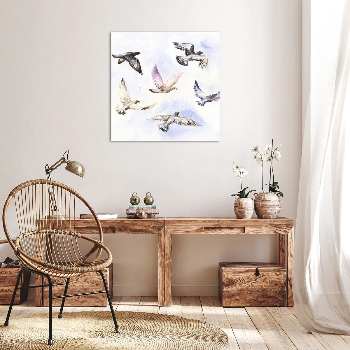 Quadro su tela - Stampe su Tela - Libertà in grigio e blu - 70x70 cm