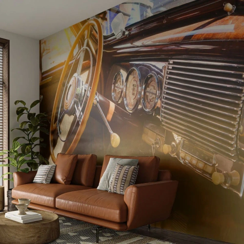 Fotomurali Premium Canvas - Un soffio di lusso dal passato - Macchina vintage, Settore automobilistico, Pannello di controllo - 250x175 cm