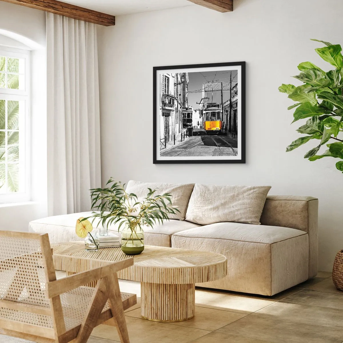 Poster in cornice nera - Lo spirito di Lisbona - 40x40 cm