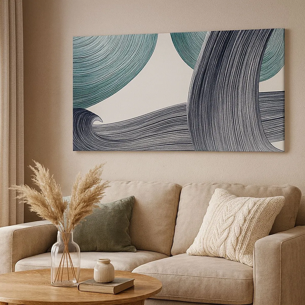 Quadro su tela - Stampe su Tela - Tracce smeraldo e nero - 100x40 cm