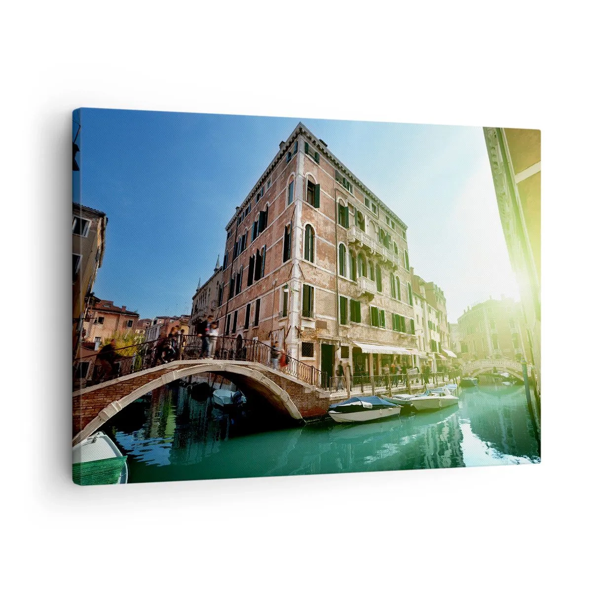 Quadro su tela - Stampe su Tela - Ponte e canale di Venezia con architettura storica - 70x50cm - Venezia, Amore Mio - Decorazione murale moderna per soggiorno e camera da letto ARTTOR