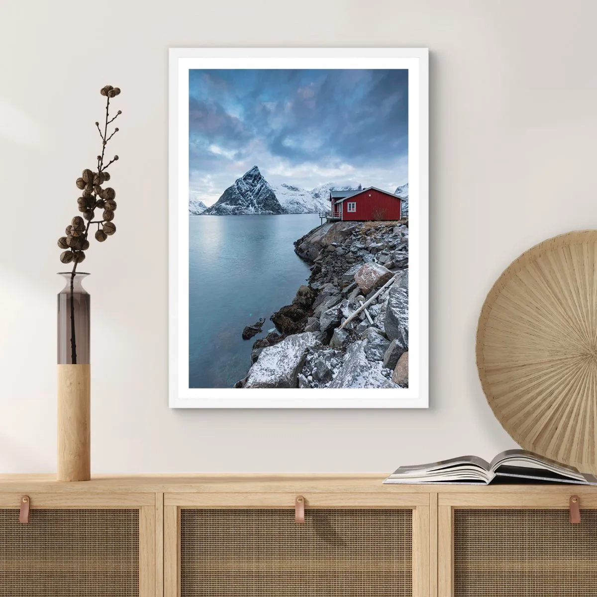 Poster in cornice bianca - Rifugio scandinavo - 70x100 cm
