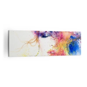Quadro su tela - Stampe su Tela - Un ritratto artistico di una donna realizzato con colori acquerellati espressivi. - 160x50cm - Capogiro arcobaleno - Decorazione murale moderna per soggiorno e camera da letto ARTTOR