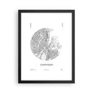 Poster in cornice nera - Anatomia di Copenaghen - 30x40 cm
