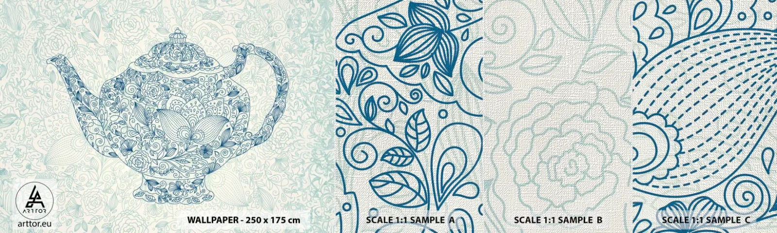 Campione di Fotomurale Premium Canvas - Magia del tè - Brocca, Tè, Cucina - 100x30 cm