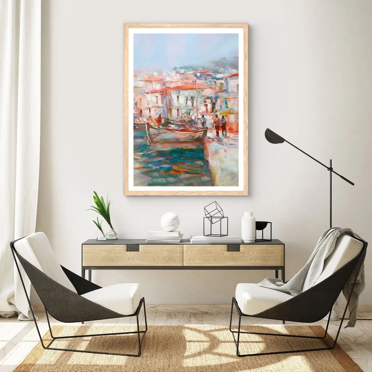 Poster in cornice rovere chiaro - Vacanze in pastello - 61x91 cm