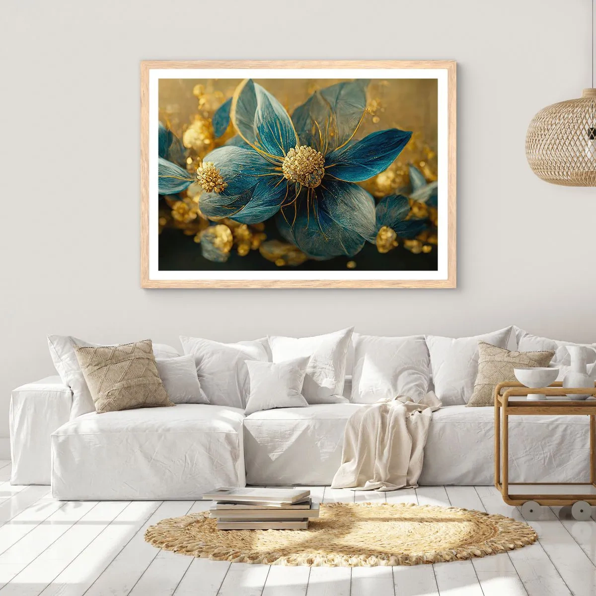 Poster in cornice rovere chiaro - Fiorire d'oro - 70x50 cm