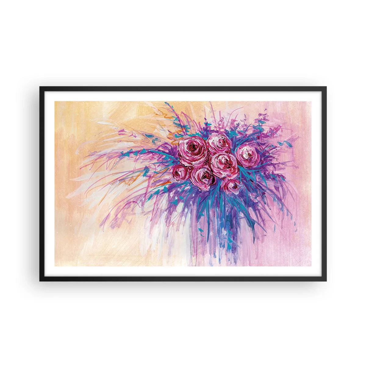 Poster in cornice nera - Fontana rosa - 91x61 cm