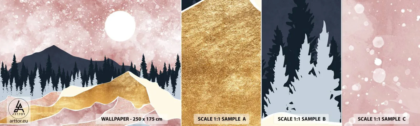 Campione Di Fotomurale Standard Eco - Guardiano notturno - Grafica, Paesaggio, Montagne - 100x30 cm