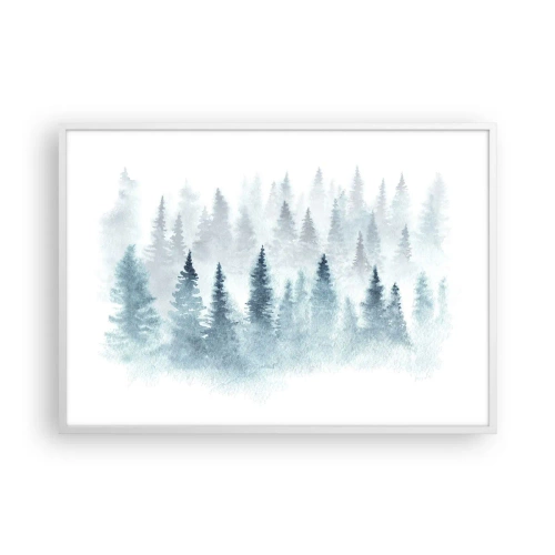 Poster in cornice bianca - Avvolti nella nebbia - 100x70 cm