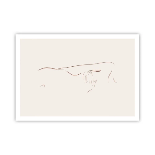 Poster - Un disegno lineare e sottile di una silhouette su uno sfondo chiaro - 100x70cm - La forma del desiderio - Decorazione murale moderna per soggiorno e camera da letto ARTTOR