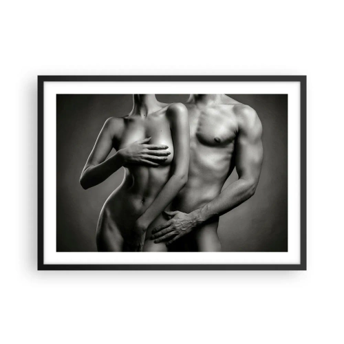 Poster in cornice nera - Rappresentazione in bianco e nero di corpi femminili e maschili in una posa artistica - 70x50cm - Adamo ed Eva - Decorazione murale moderna per soggiorno e camera da letto ARTTOR