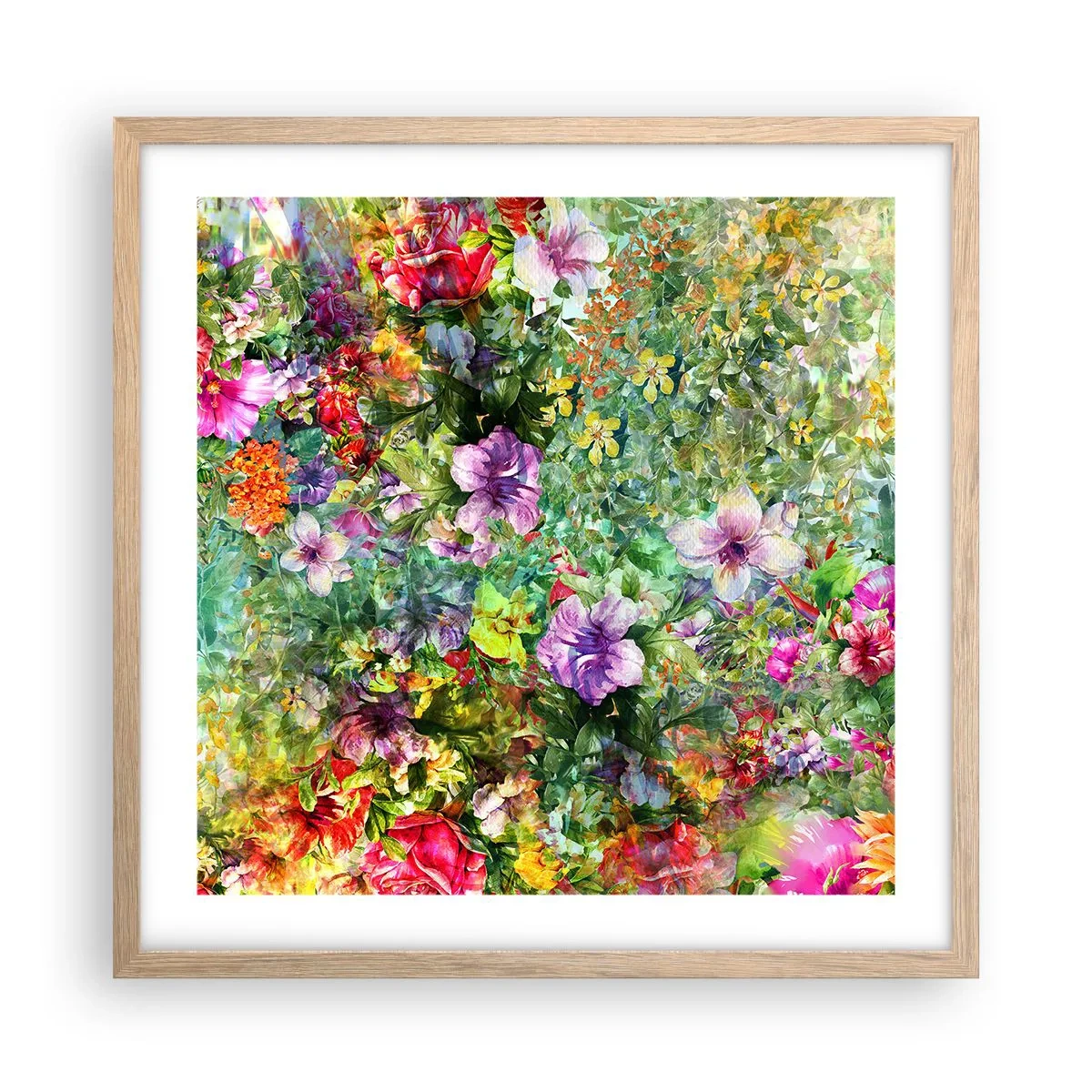 Poster in cornice rovere chiaro - Perdersi nei fiori - 50x50 cm
